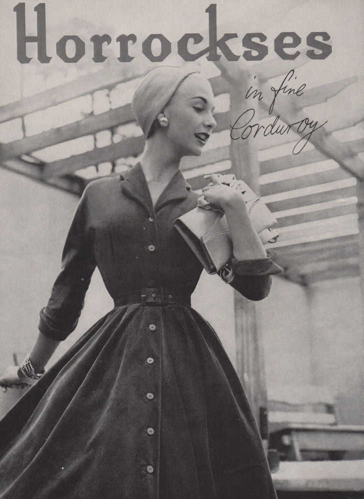 Horrockses in fine Corduroy. Fashion advert. BRITISH VOGUE 1955 old print